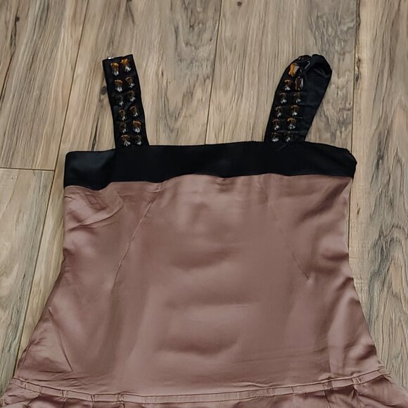 Rachael G. Brown and Black Satin Dress, Size S - Picture 9 of 15